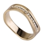 14K Yellow Gold Wedding Ring with Central Diamond Strip - 1