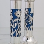 Bier Judaica 925 Sterling Silver Handcrafted Candlesticks With Floral Motif (Variety of Colors) - 3