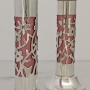 Bier Judaica 925 Sterling Silver Handcrafted Candlesticks With Floral Motif (Variety of Colors) - 10