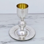 Bier Judaica Handcrafted 925 Sterling Silver Kiddush Cup With Lined Hammered Design - 2