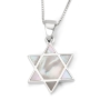 Sterling Silver Star of David Pendant Necklace With Mother-of-Pearl Filling - 1