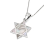 Sterling Silver Star of David Pendant Necklace With Mother-of-Pearl Filling - 4
