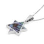 Silver Star of David Necklace with Abalone Mother-of-Pearl Filling - 5