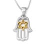 Sterling Silver Hamsa Necklace With Star of David - 5