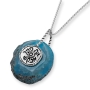 Blue Agate Crystal "I seek Your Face" Pendant - 1