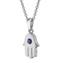 18K Gold Hamsa Pendant With Blue Sapphire Stone (Choice of Color) - 5