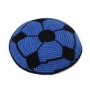 Hand Made Knit Soccer Ball Kippah (Blue) - 1
