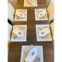 Broderies De France Table Set (6 Napkins & 6 Placemats, Optional Runner) – Blue Hamsa Design - 1