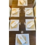 Broderies De France Table Set (6 Napkins & 6 Placemats, Optional Runner) – Golden Hamsa Design - 1