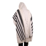 100% Cotton Non-Slip Tallit Prayer Shawl with Black Stripes - 1