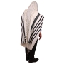 100% Cotton Non-Slip Tallit Prayer Shawl with Black Stripes - 2