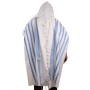 100% Cotton Non-Slip Tallit Prayer Shawl with Light Blue Stripes - 2