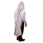 100% Cotton Non-Slip Tallit Prayer Shawl with Gray Stripes - 2