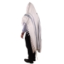 100% Cotton Non-Slip Tallit Prayer Shawl with Gray Stripes - 3