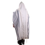 100% Cotton Non-Slip Tallit Prayer Shawl with Gray Stripes - 5