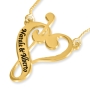Gold Plated Music Notes Heart English / Hebrew Name Necklace (Up To 2 Names) - 3