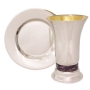 Davidoff Brothers Limited Edition Sterling Silver-Plated Kiddush Cup Set with Amethyst Stone - 1