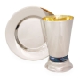 Davidoff Brothers Limited Edition Sterling Silver-Plated Kiddush Cup Set with Blue Agate - 1