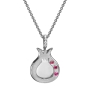 Deluxe 18K Gold Pomegranate Pendant Necklace With Burmese Ruby Stones & White Diamonds (Choice of Color) - 3
