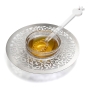 Dorit Judaica Stainless Steel & Glass Honey Dish for Rosh Hashanah - Small Pomegranates  - 1