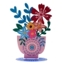 Dorit Judaica Colored Metal Standing Flower Pot - Multiple Blessings - 3