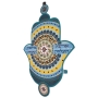 Dorit Judaica Blue and Yellow Hamsa Wall Hanging With Pomegranates and Home Blessings - 1