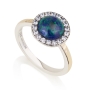 Sterling Silver and 9K Gold Eilat Stone Ring With Cubic Zirconia Halo - 1