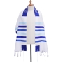 Super Acrylic Shabbat Tallit - Light and Royal Blue Multi-Stripes - With Kippah and Bag - 2
