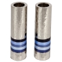 Yair Emanuel Textured Nickel Cylinder Candlesticks  - 4