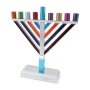 Yair Emanuel Enamel Painted Chabad Hanukkah Menorah - Multicolored - 1