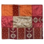 Yair Emanuel Embroidered Plata Cover (Hot Plate Cover) - Fabric Collage - Orange / Bordeaux - 1