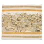 Yair Emanuel Fully Embroidered Cotton White & Gold Jerusalem Tallit (Prayer Shawl) Set  - 6