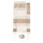 Yair Emanuel Hand Embroidered Cotton Tallit  - The Matriarchs in Gold - 1