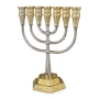 Silver and Gold-Plated Seven Branch Jerusalem Temple Menorah - Jerusalem - 2