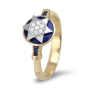 Elegant Star of David 14K Gold Ring With Diamond & Sapphire Accent - 3