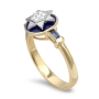 Elegant Star of David 14K Gold Ring With Diamond & Sapphire Accent - 4