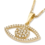 14K Yellow Gold and Cubic Zirconia Evil Eye Pendant Necklace - 3
