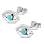 Exclusive Sterling Silver Evil Eye Stud Earrings With Colorful Gemstones (Choice of Gemstone) - 2