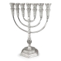 Extra Large Silver-Plated Jerusalem Temple 7-Branched Menorah - 2
