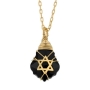Blue Crystal Star of David Necklace with Gold Filled Wire Wrapping - 6