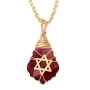 Blue Crystal Star of David Necklace with Gold Filled Wire Wrapping - 8