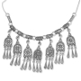 Traditional Yemenite Art Handcrafted Sterling Silver Filigree Necklace With Flower and Teardrop Designs - 2