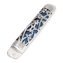 Bier Judaica Handcrafted Sterling Silver Mezuzah Case With Floral Cut-Out Design (Choice of Colors) - 4