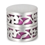 Bier Judaica Handcrafted Sterling Silver Travel Shabbat Candlesticks with Floral Cut-Out Design (Choice of Color) - 4