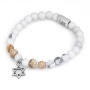 Galis Jewelry White & Beige Howlite and Jasper Stone Bracelet with Silver Plated Star of David - 1