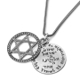 Traveler's Prayer & Shema Israel: Silver 2-Piece Star of David Necklace for Men - 2