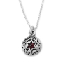 Priestly Blessing: Double Disk Star of David Necklace with Garnet - Numbers 6:24 - 3