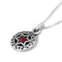 Priestly Blessing: Double Disk Star of David Necklace with Garnet - Numbers 6:24 - 4