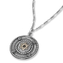 Flower Border: Silver Necklace with Gold Star of David - 1