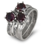 Sterling Silver Blessings Rings with Garnet Stone - 2